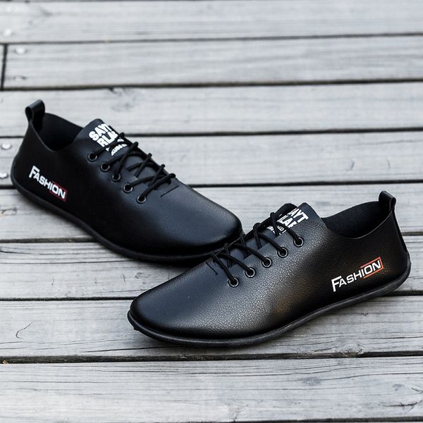 

2020 shoes men new men's doudou shoes simple and fashionable pu doudou popular casual men's basket homme chaussure, Black