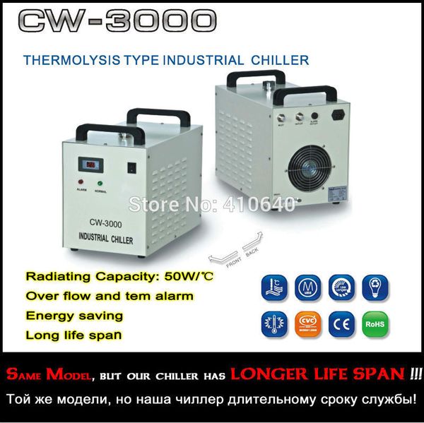 

cooler cw-3000ag thermolysis type industrial chiller for laser machine longer life time cw-3000 cooler for laser equipment