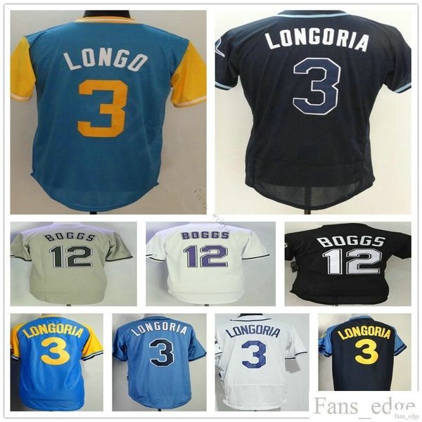 

Wholesale Cheap Mens #3 Evan Longoria Jersey White Gray Light Blue Evan Longo Stitched #21 Wade Boggs Baseball Jerseys