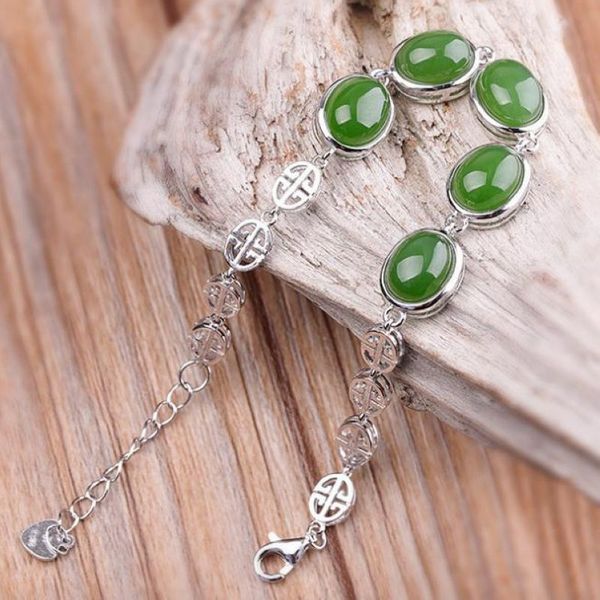 

new vintage s925 sterli silver bracelet with green gem jewelry wholesale women jewelry gift, Golden;silver