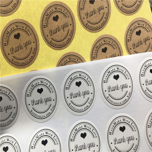 

handmade for you circle sticker label retro style for envelop gift packaging sealing self-adhesive stickers thank you 500pcs/lot, Black
