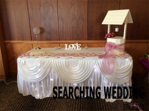 

белый цвет ice шелковый таблица юбка с светодиодные свадьбы скатерть плинтус