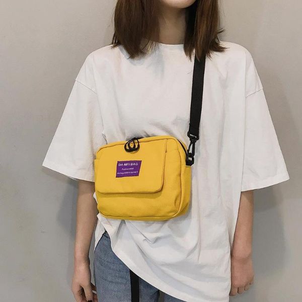 

simple small canvas shoulder messenger handbags women men casual square classic crossbody bag