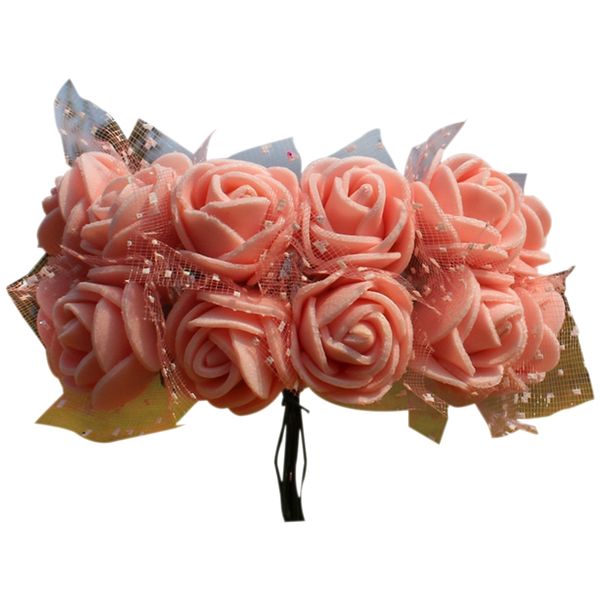 

144pcs/lot 2cm diy pe artificial flowers rose head with mesh wedding home decorative artificial flowers bouquet accessories
