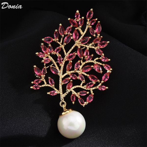 

donia jewelry new zircon leaf brooch fashion coat corsage ladies coat accessories scarf pin party jewelry, Gray