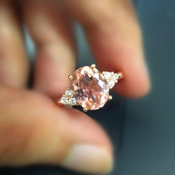 

copper jewelry pink colour zirconium stone princess ring goose ogival simulation drill be engaged ring, Silver