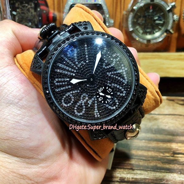 

gaga milano neymar vinÃ­cius jÃºnior 48mm 5012 .02s diamonds dial 9011 mechanical mens watch diamonds case leather strap luxury sport watches, Slivery;brown