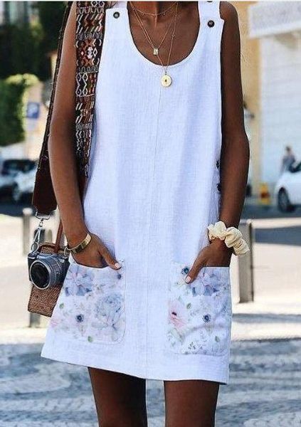 

плюс размер женщин отпуск без рукавов сыпучие кнопки карманные дамы лето пляж мини цвета вс платье, Black;gray