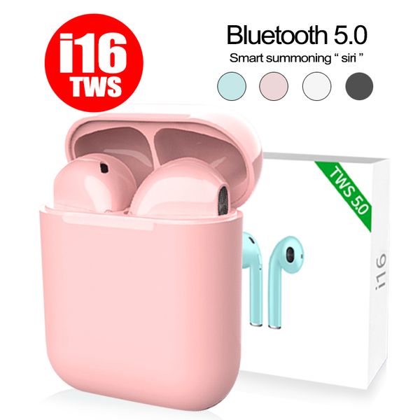 

I16 TWS Мини Bluetooth 5.0 Гарнитура с чехлом для зарядного устройства Двойные беспроводные наушники для iPhone X IOS Android Samsung с розничной упаковкой