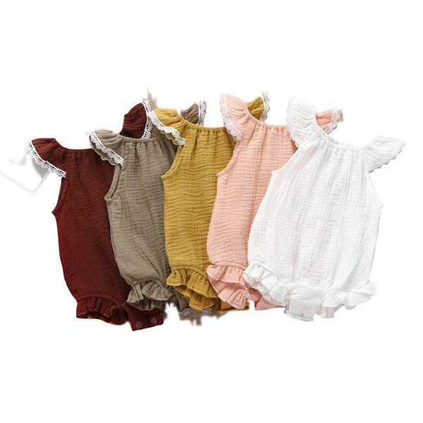 

2021 летние детские мальчики девочки дети коммерты кружева рукава рукава рукава новорожденного младенца rush модный бутик дети взбираясь оде, Blue