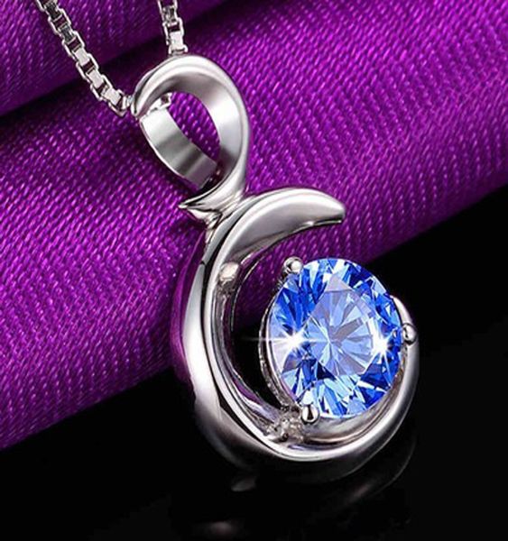 

сердце ожерелье для женщин ювелирные изделия стерлингового серебра 925 ожерелья луна ожерелье, Silver