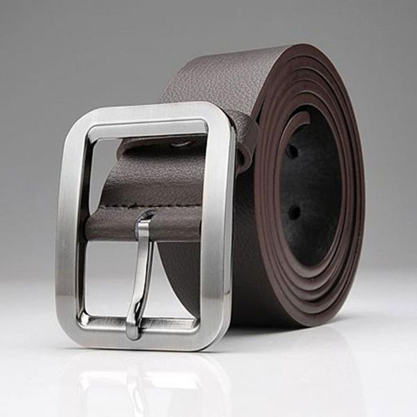 

men artifical leather belt men belt fashion luxury strap male wait band waistband retro buckle black white brown #20, Black;brown