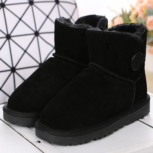 

2019 new gyxs snow boots, women's cowhide matte boots winter low-sleeve flat-heeled snow shoes, Black