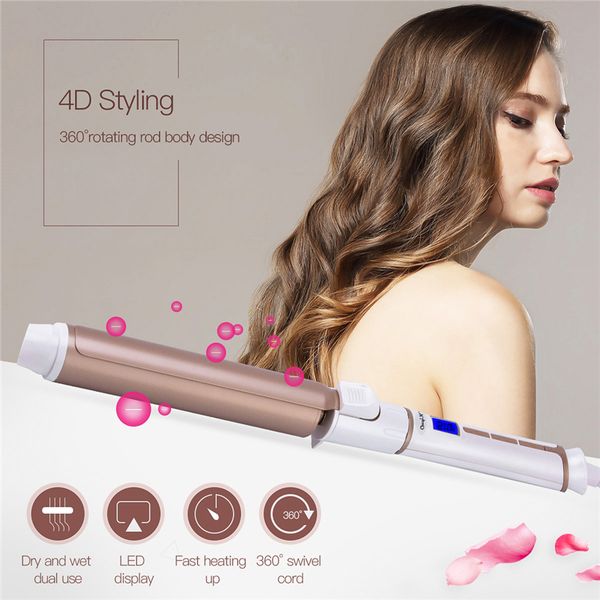 

19mm 25mm 32mm hair curler ceramic curling iron wand temperature adjusted hair styling tool wet & dry use with led display