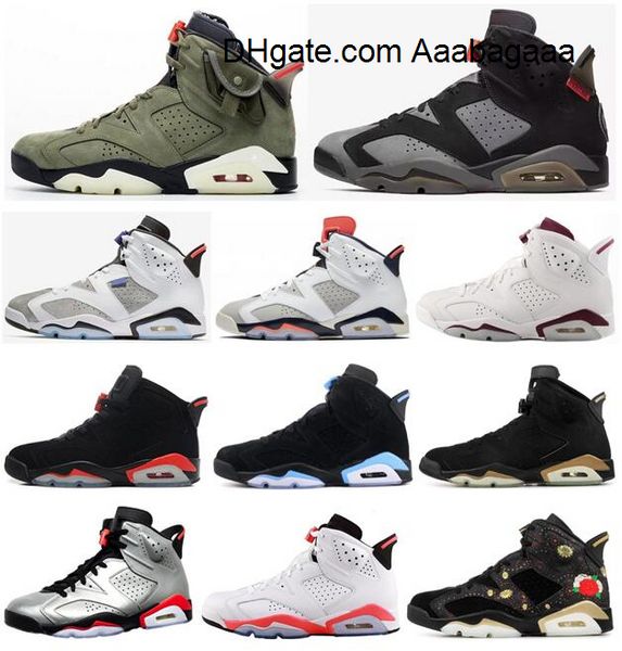 

new 6 psg paris grey suede travis scotts cactus jack flint dmp cny maroon basketball shoes men 6s tinker hatfield sneakers with box