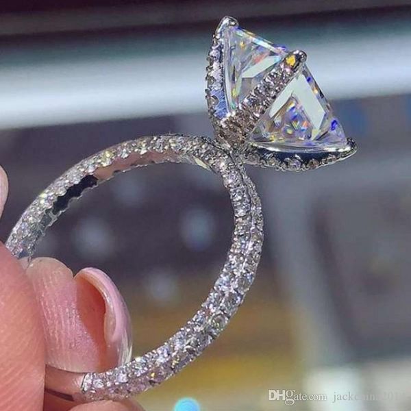 

classical luxury jewelry 925 sterling silver princess cut white z pave cz eternity infinity women wedding band ring for lovers' gif, Slivery;golden