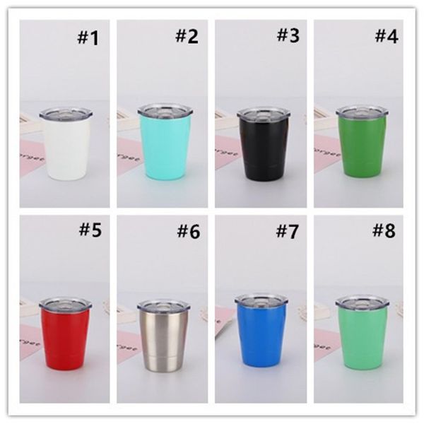 

9oz дети из нержавеющей стали кружки двойной стенкой 8 цветов черешка фужеры на открытом воздухе чашки воды с соломкой