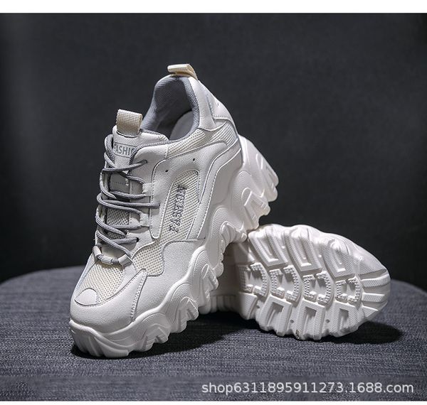 

the new korean version of real leather sports leisure shoes with anti-skid thick soles heightened within the women's shoes