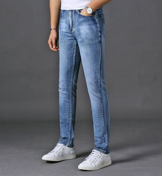 

мужские дизайнерские бутик джинсы высокое качество мода роскошные ковбойские брюки бренд вышивка лето дикий частный пользовательские брюки s, Blue