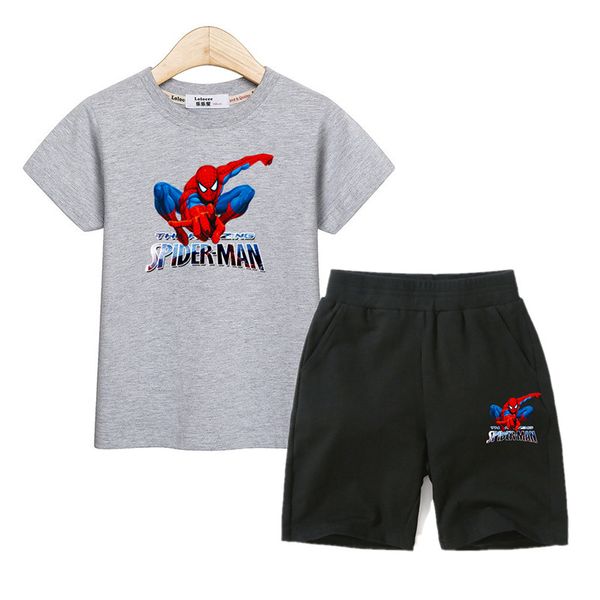 

boys summer pants suit set kids 2pc printed short-sleeved costumes kids clothing100% cotton boys outfits, White