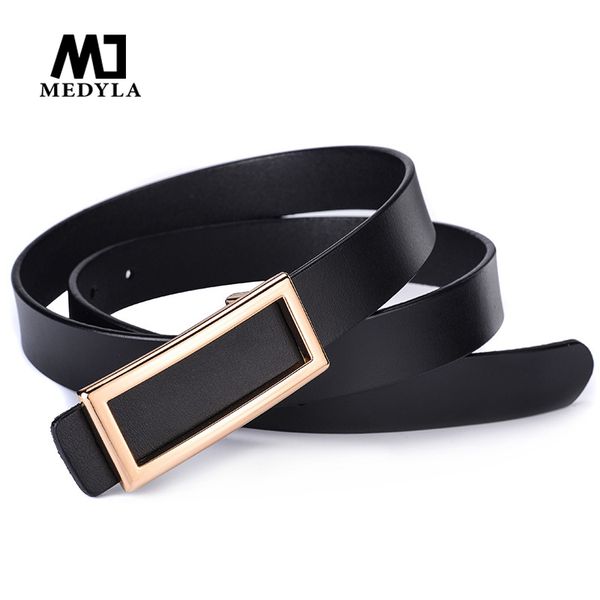 

medyla new ladies leather smooth buckle belt leather belt personality rectangular casual wild, Black;brown