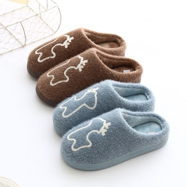 

fast deer 2019 cotton slipper female winter indoor warm home couple home office plush cartoon slipper male 9716, Black