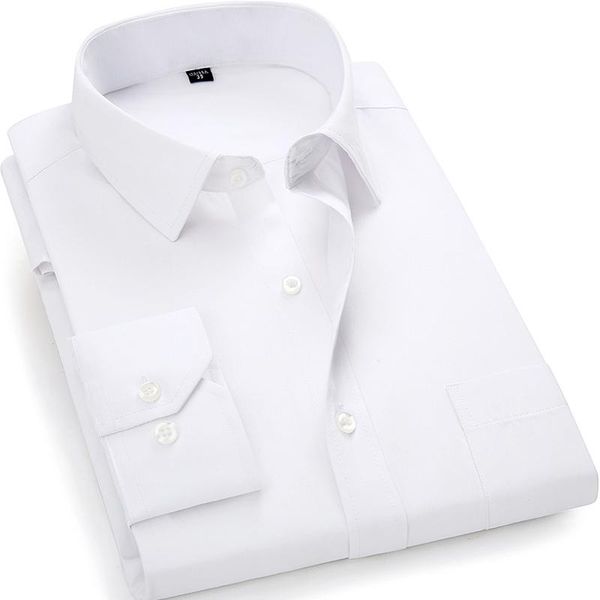 

plus large size mens business casual long sleeved shirt classic white black dark blue male social dress shirts g005