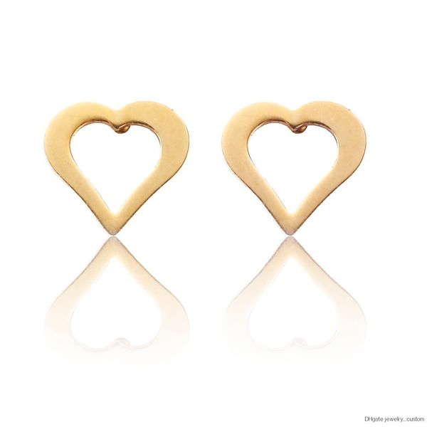 

New Fashion Delilcate Hollow Love Heart Stud Earrings Tiny Stainless Steel Earrings For Women Cute Jewelry Drop Shipping E018