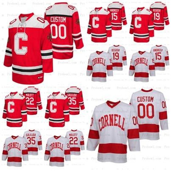 

custom cornell big red ncaa college hockey jersey 22 jeff malott 35 matthew galajda 15 max andreev 19 michael regush men women youth, Black