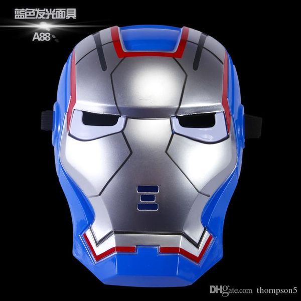 

1 piece halloween hoilday blue color ironman cosplay mask with led light children festival iron man mask for masquerade party superhero mask