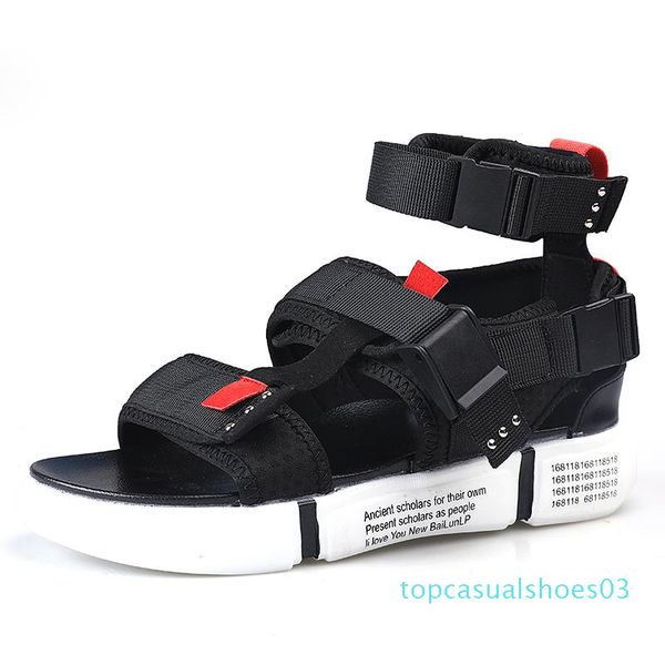 

2019 fashion summer mens shoes gladiator sandals open toe platform beach sandals boots rome style design canvas men t03, Black