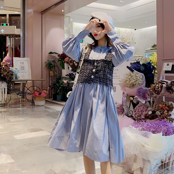 

2019 новые прибытия весна осень платье материнства женщина элегантный большого размера платье set беременная женщина одежда md-01763, White