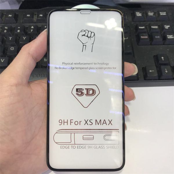 

5d full glue full front super protector tempered glass screen protector film for iphone 11 11pro 11pro max x xr xs xs max 8 7 6