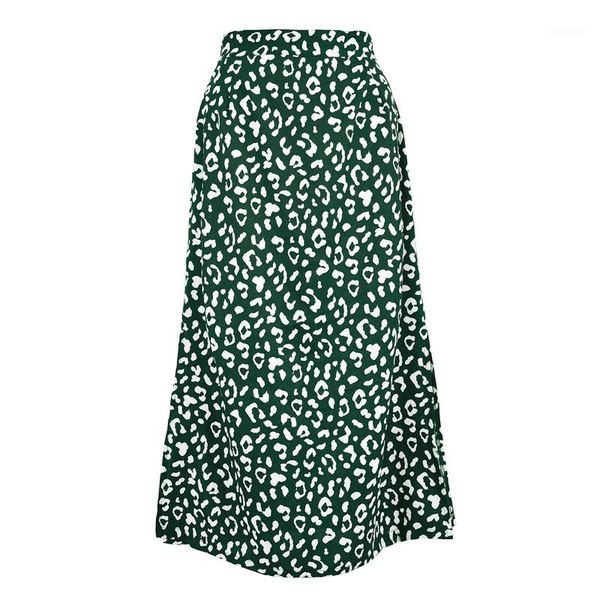 

print split skirt zip high waist midi ladies skirt womens designer skirts casual summer leopard, Black