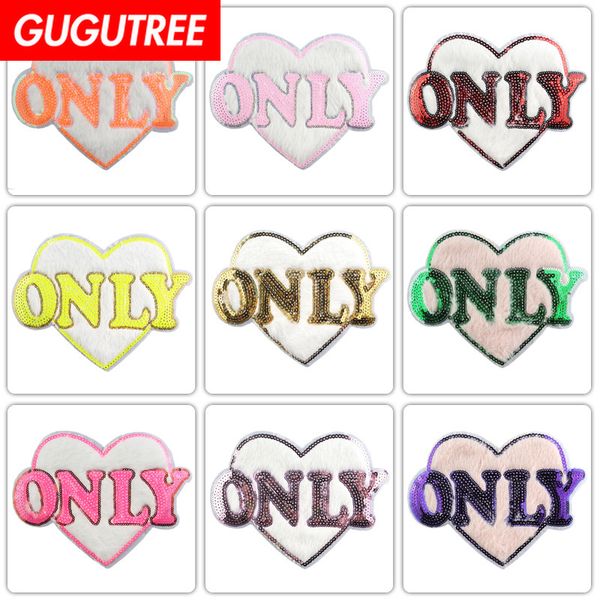 

gugutree towel embroidery big never only love heart patch animal cartoon patches badges applique patches for clothing dxl-63, Black