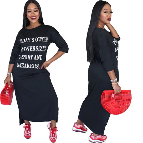 

2020 лето платья женщин негабаритных t платья рубашки твердые с буквами для печати моды длинного платья trend sports повседневного бич ткань, White