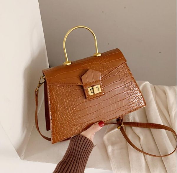 

дизайнер женщина старшей сумка мода аллигатор мешки плеча рука металл кольцо crossbody женщина сумки нового стиль сумка высокого качество #