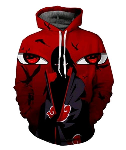 

liscn summer fashion men's women's sweatshirt 3d printing anime naruto hats casual long-sleeved shirt suit, Black