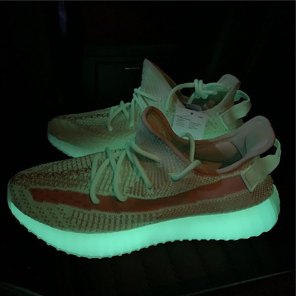 

green glow in the dark v2 running shoes kanye west designer mens women upper mesh athletic sports sneakers with box