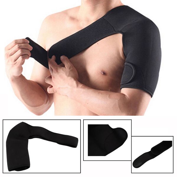 

new sports magnetic single shoulder brace support strap wrap belt band pad shoulder care bandage black adjustable belt, Black;blue