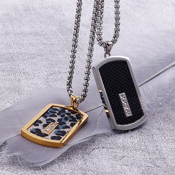 

men's long pendant necklace vintage grid stainless steel crystal set necklace for hip hop punk jewelry accessories gift, Silver