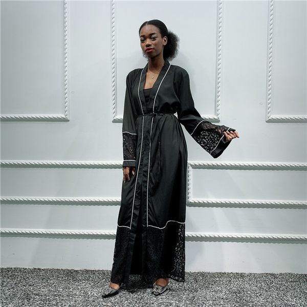 

lace abaya kimono cardigan hijab muslim dress women saudi turkish islamic clothing african kaftan dubai caftan pakistan abayas, Red