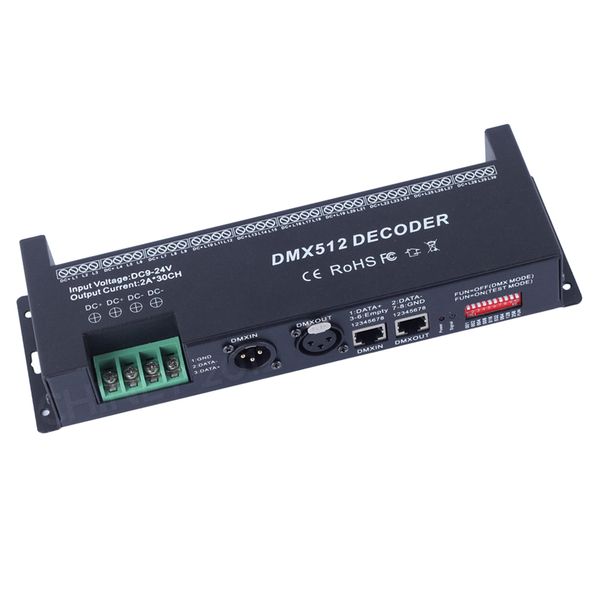 

30channels dmx 512 rgb led strip controller decoder dimmer driver dc9v-24v