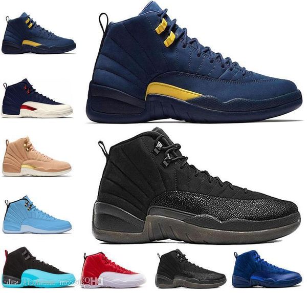 

new 12 12s basketball shoes international flight vachetta michigan gamma blue flu game gym red wolf grey white trainers sport sneakers
