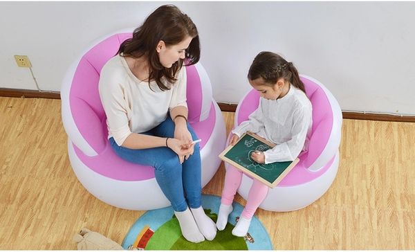 

color children cute creative flocking back sofa, parents matching inflatable air bean bag chair,shell design chair