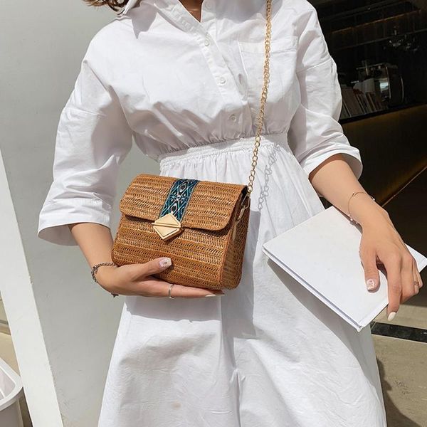 

fashion shoulder bag women's open weaving handbag female solid color messenger bags handmade net handbags beach plait bag d3