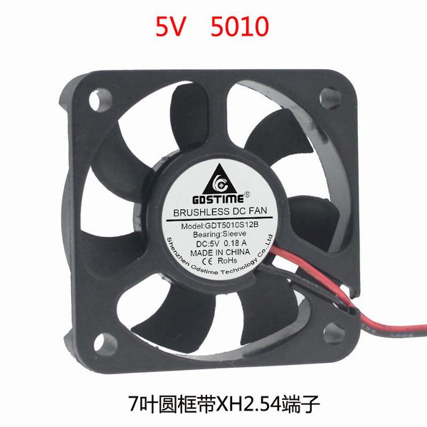 

2pcs/lot 50x50x10mm dc5v 12v 24v 5010 small axial flow brushless dc plastic ul94v-0 pbt cooling fan