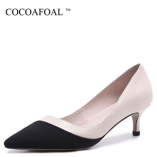 

cocoafoal real women learn marriage pumps woman high heels fashion shoes be teen deep abrikoos sheepskin pumps, Black