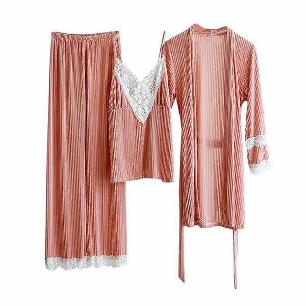 

mechcitiz velvet pajama set female lace pyjama sleepwear women autumn winter homewear pants pyjamas sling nightwear robe, Black;red