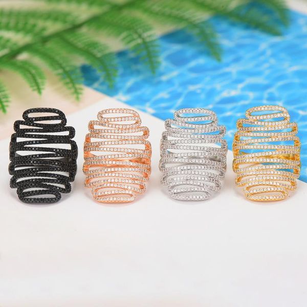 

larrauri cubic zirconia dubai naija women monaco lines wide fingers rings accessories finger rings jewelry 2020, Slivery;golden